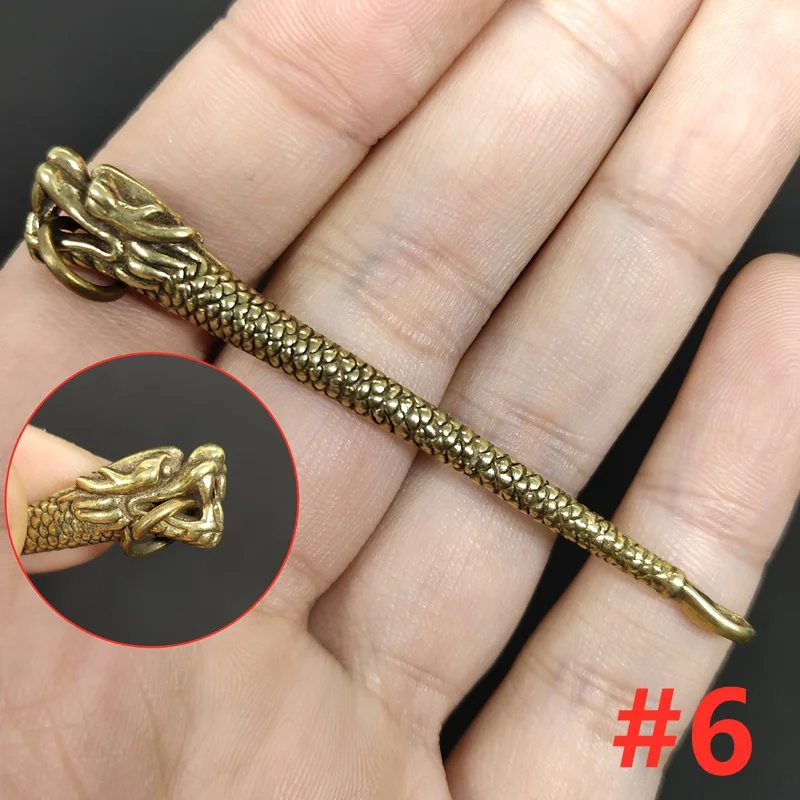 Винтажная латунная мини-ложка-лопатка для воска и чистки ушей с подвеской на брелоке/ожерелье.