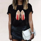 Футболка ZOGANKIN женская с принтом туфель на высоком каблуке, крутая тенниска с коротким рукавом, топ в стиле 90-х, хипстерская уличная одежда, черный цвет