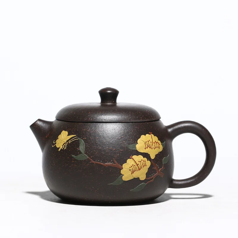 

New clay painted purple clay pot, black gold sand spring bowl pot, teapot, master hand made pot