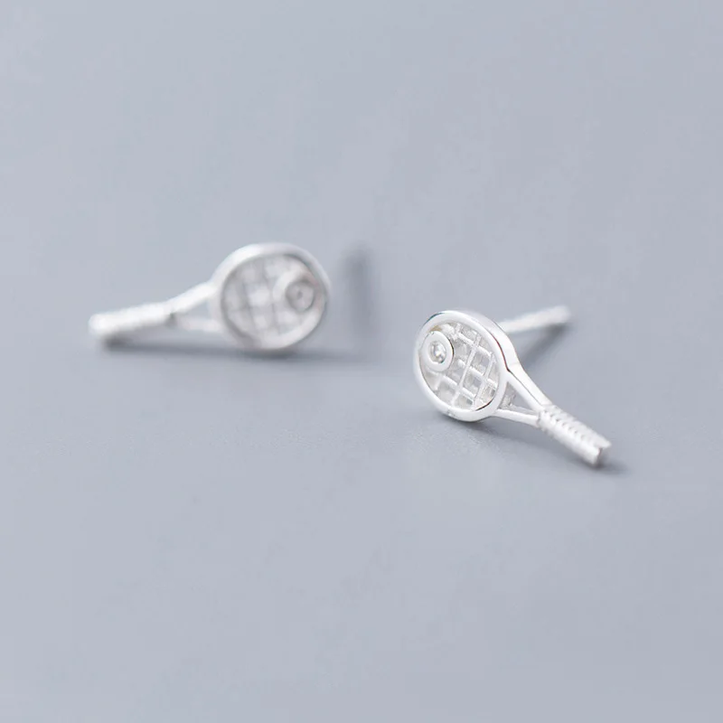 Trusta 925 Sterling Silver Earring Jewelry Women's Fashion Small Tennis Racket Stud Earrings Sport Gift for Girls Teens DS1283 |