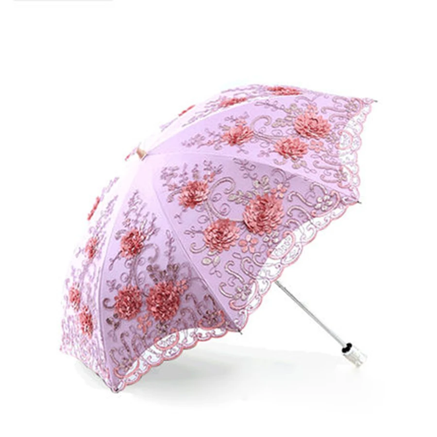 Кружевной прозрачный ветрозащитный зонтик для дождливой погоды женские