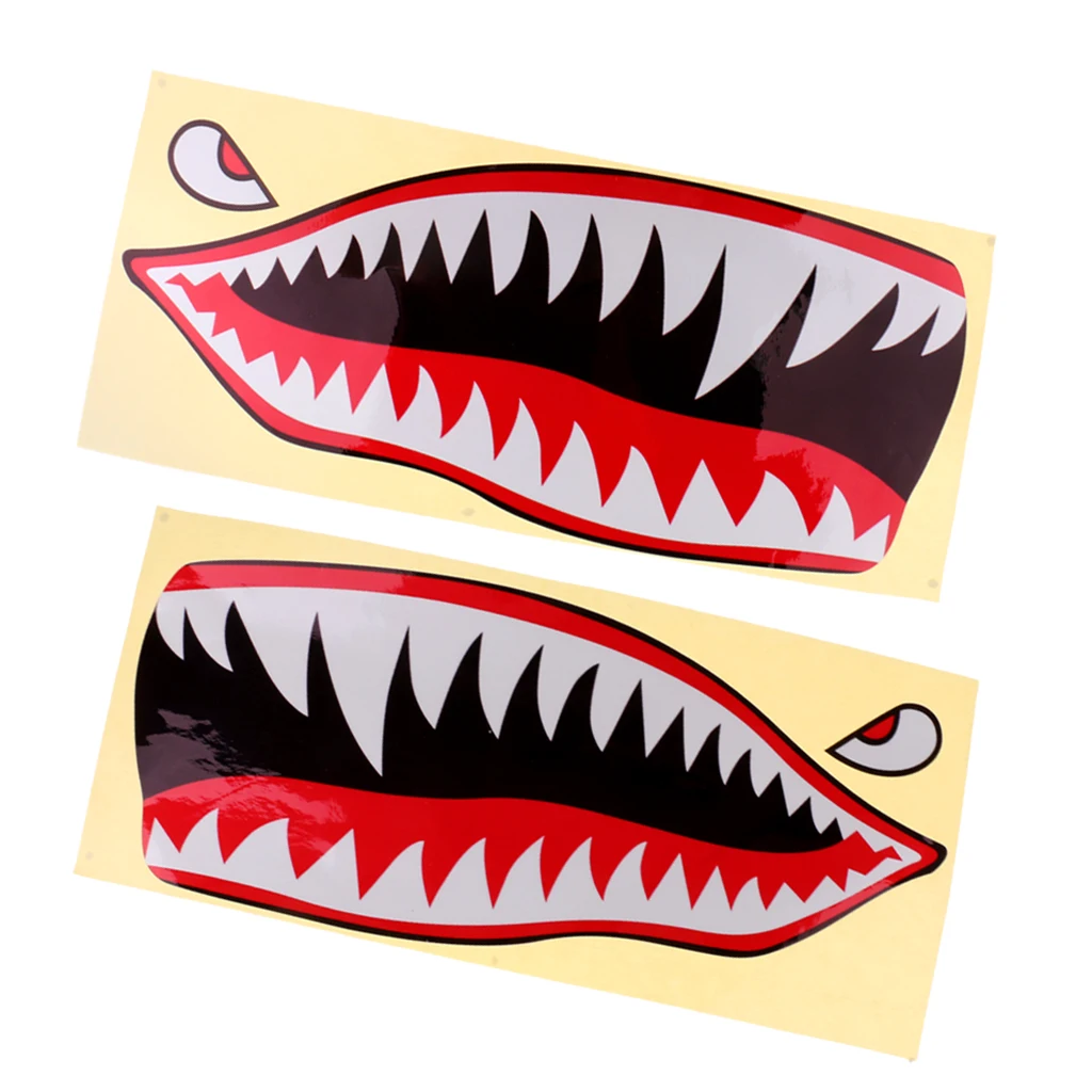 

2 Pieces Waterproof Shark Mouth Decals Sticker Fishing Boat Canoe Car Truck Kayak Graphics Accessories