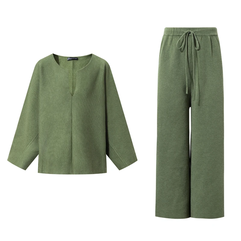 Женский трикотажный комплект из 2 предметов повседневный свободный свитер с