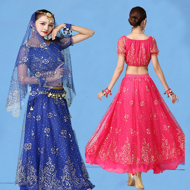 Женский набор костюма для танца живота с короткими рукавами восточный индийский