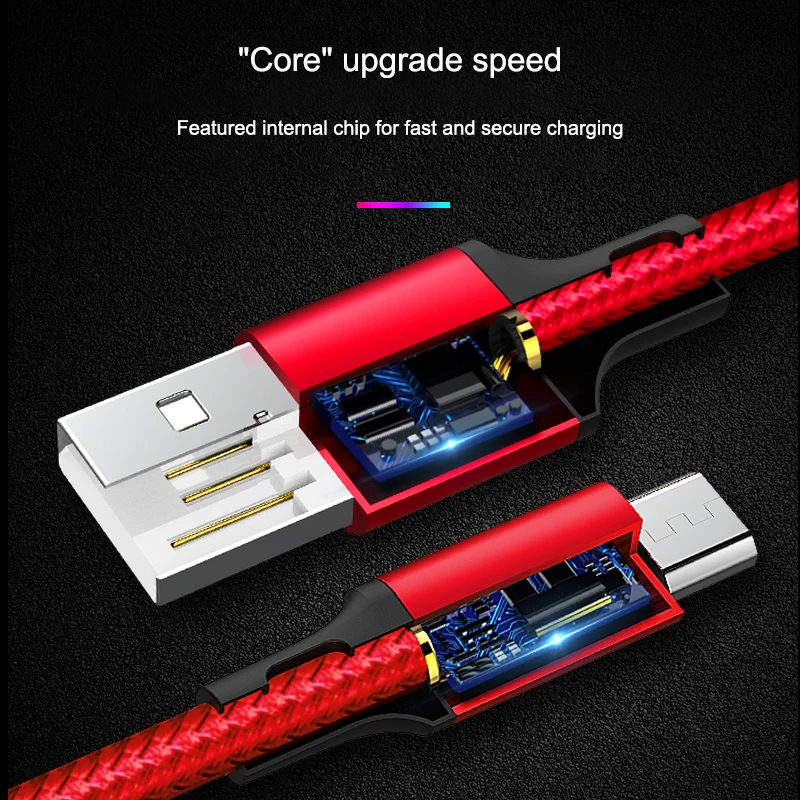 nylon braided micro usb cable 0 25m1m2m3m data sync usb charger cable for tablet usb type c android usb phone cables free global shipping