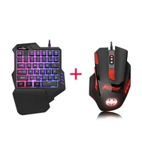 gaming keyboard single hand mini usb wired 35keys 6400dpi mouse combos one handedly for mobile smartphone 7colors led backlight