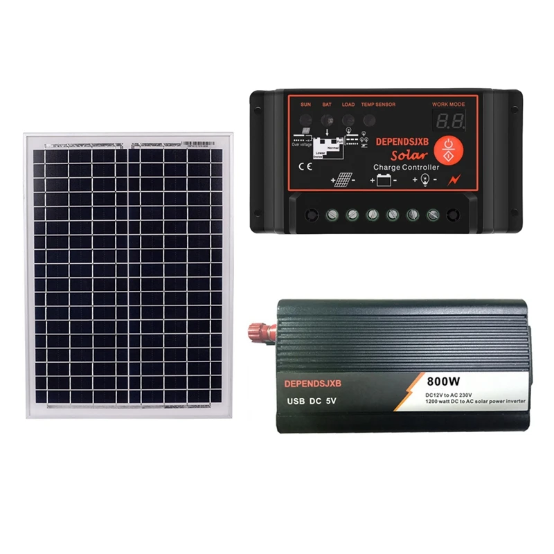 18V20W солнечная панель + 12V контроллер 800W Инвертор Dc12V Ac230V комплект генерации