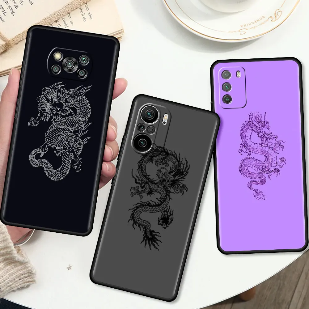 

Silicone Case For Xiaomi Mi Poco X3 NFC M3 Pro F3 GT F2 X2 F1 Phone Cover For Redmi K40 Gaming Soft Shell Dragon God Pattern Sac