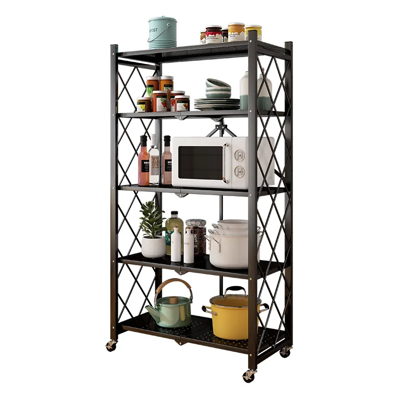 

Folding Trolley Multilayer Shelf Floor Storage Rack Kitchen Island Cart 3-5 Tier Rolling Cart Kitchen Furniture Save Space Cart