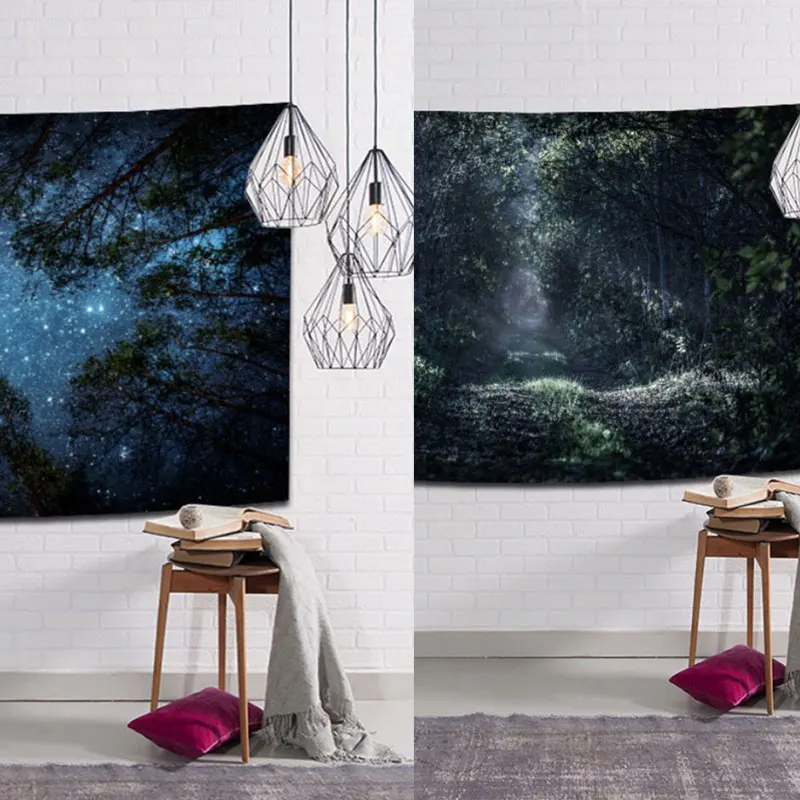 

Wall Hanging Forest Starry Night Tapestries Beautiful Forest Night Sky Wall Tapestry Home Decorations For Living Room