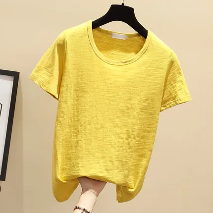 

HAN Short-sleeved women's summer new style pure color pure cotton simple and loose Korean inner wear bottoming shirt