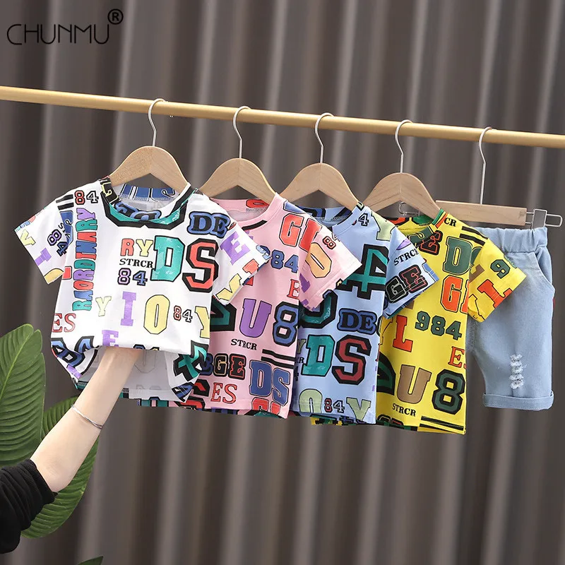 Летний костюм для новорожденных комплект одежды маленьких мальчиков