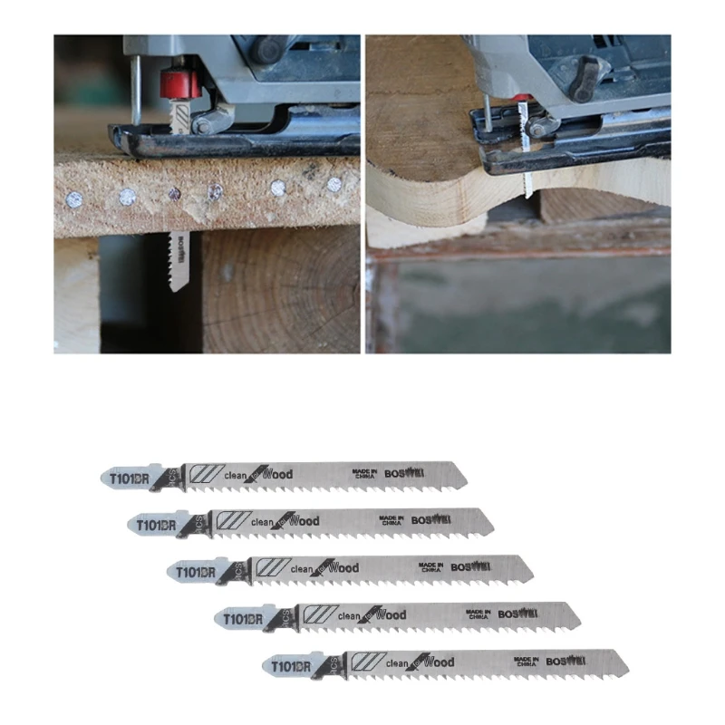 

5 Pcs T101BR HCS 100mm Jigsaw Blades Clean For Wood Laminated Board Cutting