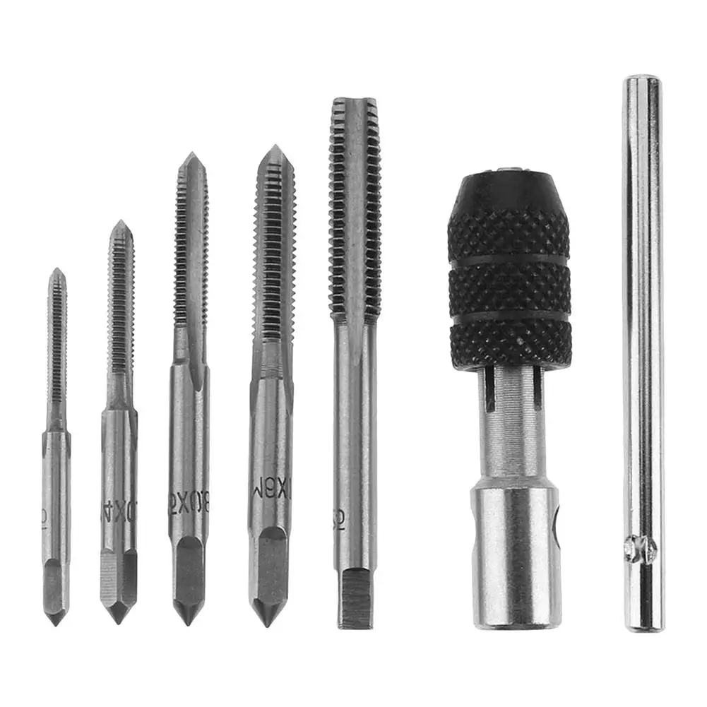 

6pcs/set T-type Wrench Drill Set Hand Tapping Tools Machine Screw Thread Tap Twist Bit M3/M4/M5/M6/M8 Tap Set DIY Tool