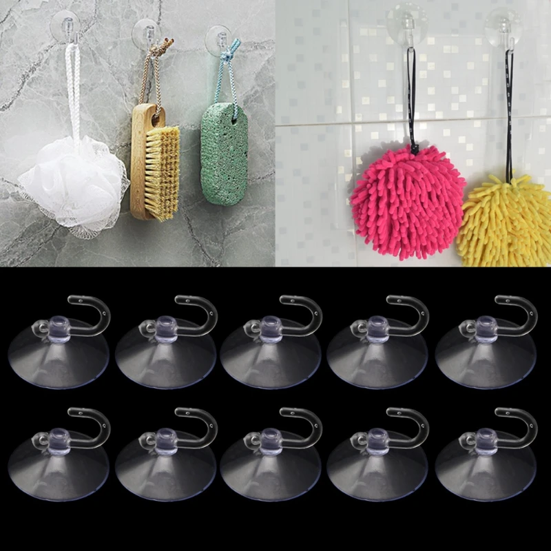 

652F 10PCS Glass Window Wall Strong Suction Cup Hooks Hanger Kitchen Bathroom door