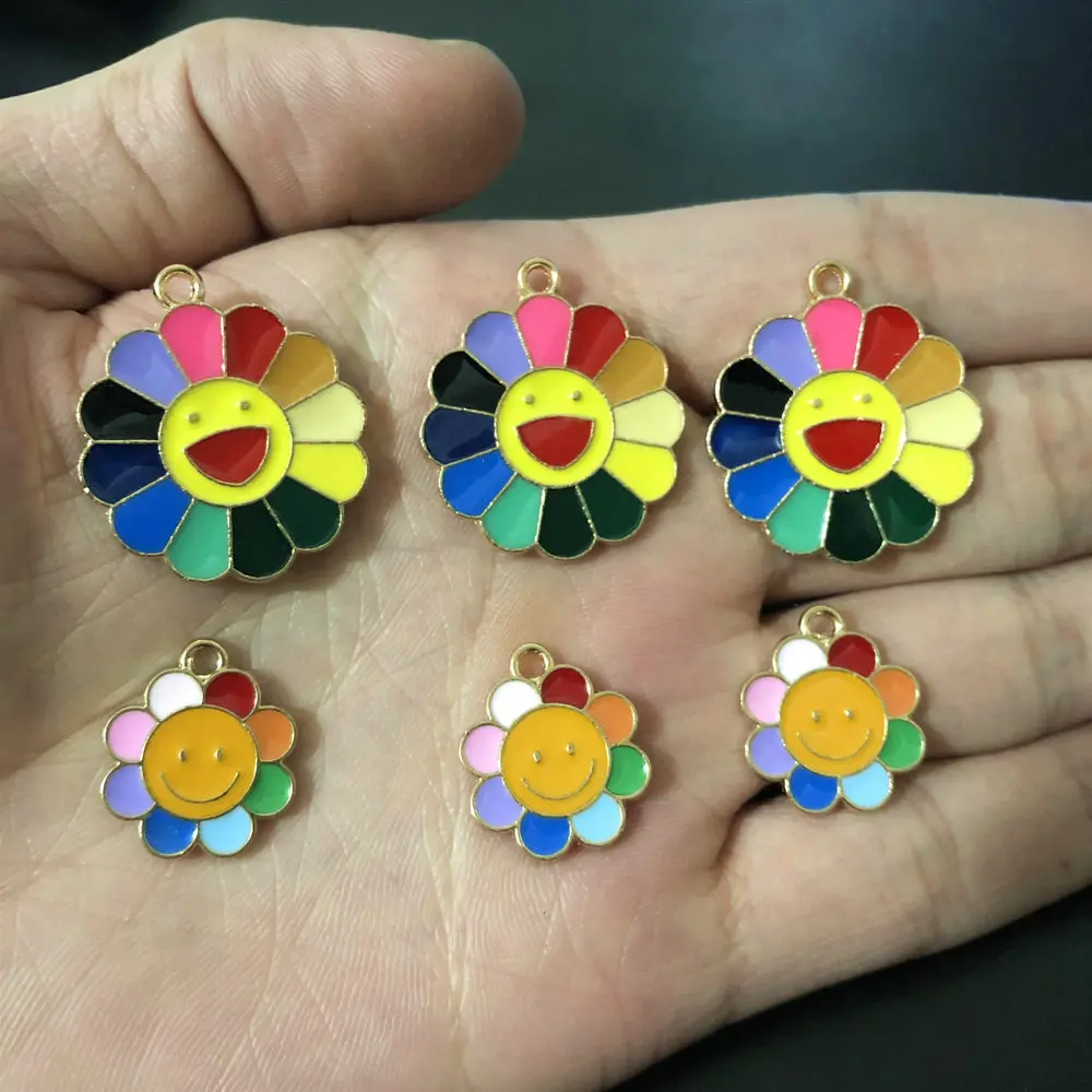 

10Pcs Cute Cartoon Flowers Enamel Charms Pendant DIY Earrings Bracelet Neacklace Accessories For Jewelry Making