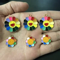 10pcs cute cartoon flowers enamel charms pendant diy earrings bracelet neacklace accessories for jewelry making