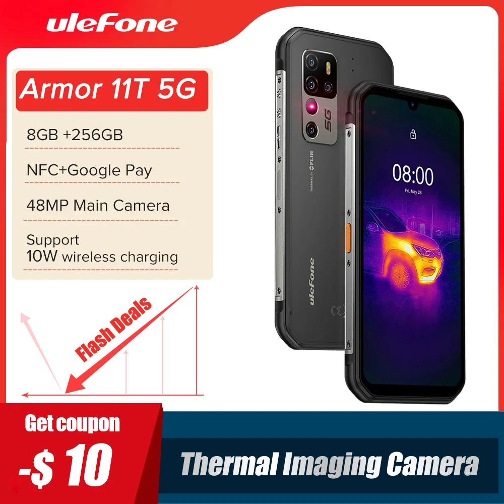 Ulefone teléfono móvil resistente Armor 11T, 5G, FLIR®Cámara de imagen térmica, teléfono móvil Android 11, 8GB, 256GB, resistente al agua (0)