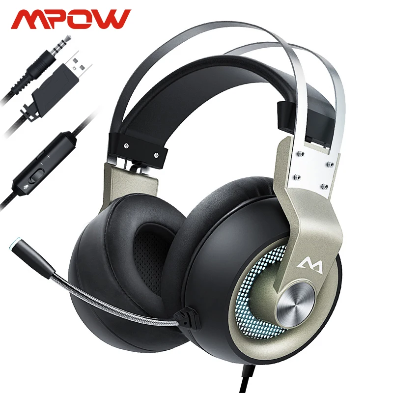 Mpow EG3 Pro Игровые наушники для iPad PS4 ПК ноутбука планшетных телефонов 3,5 мм Jax и USB кабель Поддержка громкости/микрофона управление 50 мм драйвер