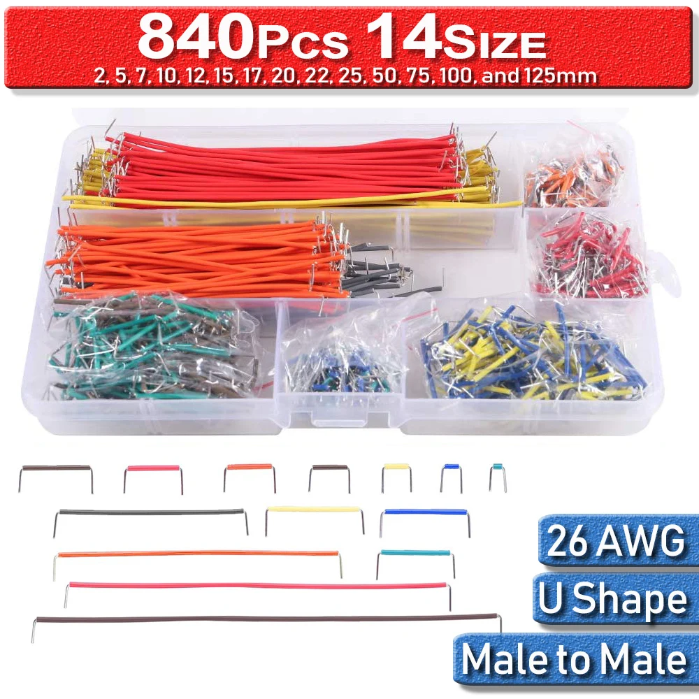 Набор для Arduino 14 размер Solderless 840 шт 26AWG макетный кабель M Перемычка Dupont провод u
