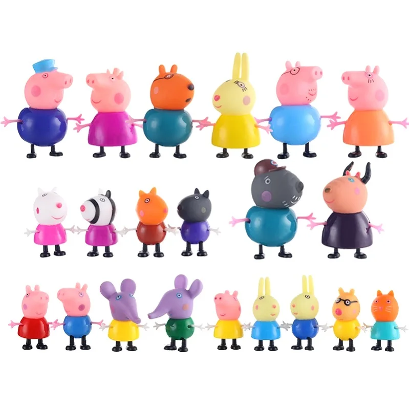 Оригинальные куклы Peppa Pig, Джордж, 25 шт., набор, фигурки из аниме, игрушки из мультфильма, семейные друзья, Свинка Пеппа, вечерние игрушки для детей, подарок на день рождения, Рождество - Цвет: 21 Pcs