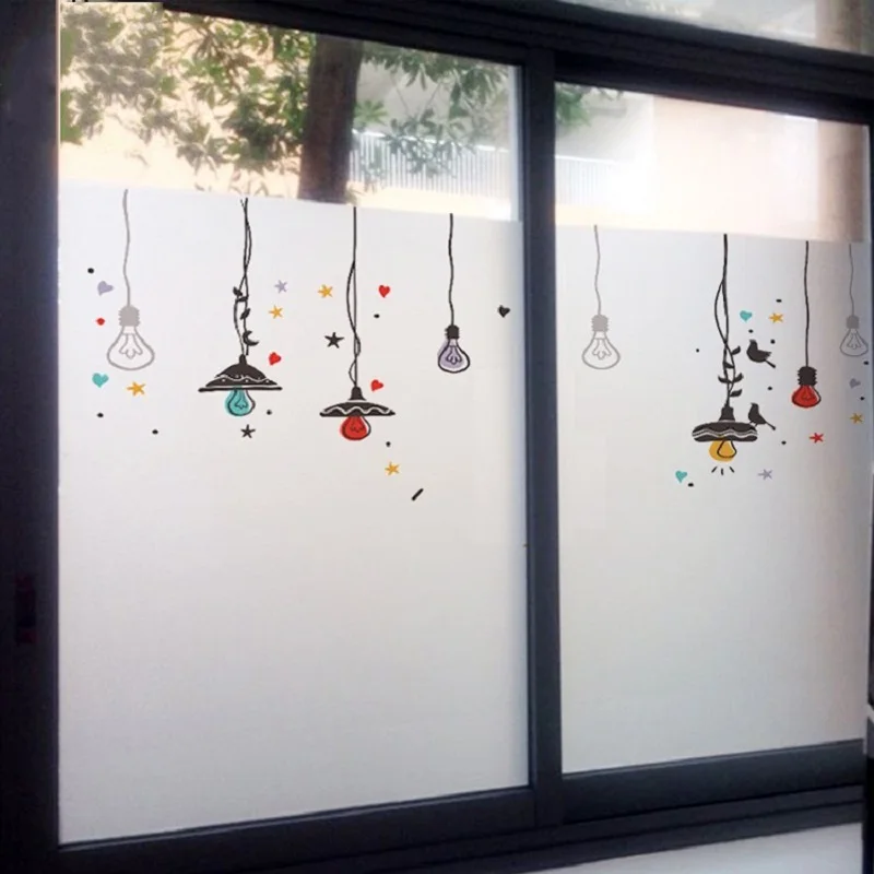 Оконная пленка индивидуального размера статическая липкая лампа с рисунком