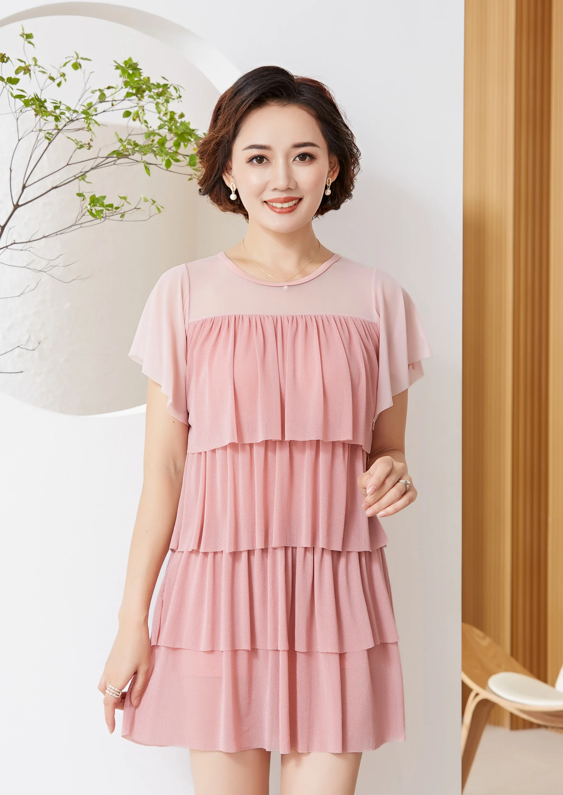 

2021 New Arrivals Ruffle Flounce Round The Hem Flying Sleeve Silk Elegant Lady Designer Bathing Suit Swimsuit One Piece Dresses