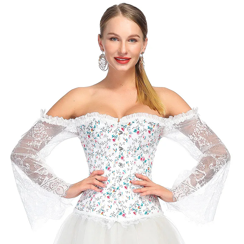 Floral Корсет утягивающее белье пояс для похудения корректирующее Корсет стимпанк в готическом стиле, одежда, нижнее белье, бюстье, корсет, сексуальный бурлеск, лиф, guepiere, талия, тренажер, женские Связки и формирователь - Цвет: Floral