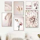 Настенная Картина на холсте с изображением девушки заката пляжа волны принт розовых цветов океанический пейзаж настенные картины в скандинавском стиле Декор для спальни