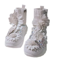 jellyfond crystals white floral sneakers womens platform chunky sneaker sock booties dad shoes ladies trainers thick sole shoes