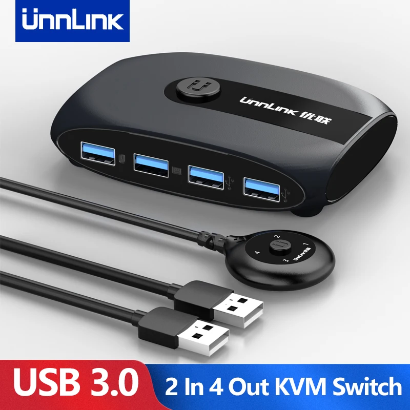 Квм-переключатель UNNLINK USB 3 0 2 переключатель для Windows 10 ПК клавиатуры мыши принтера