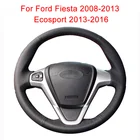 Кожаная оплетка на руль для Ford Fiesta чехол рулевого колеса автомобиля-2008 Ecosport 2013-2013