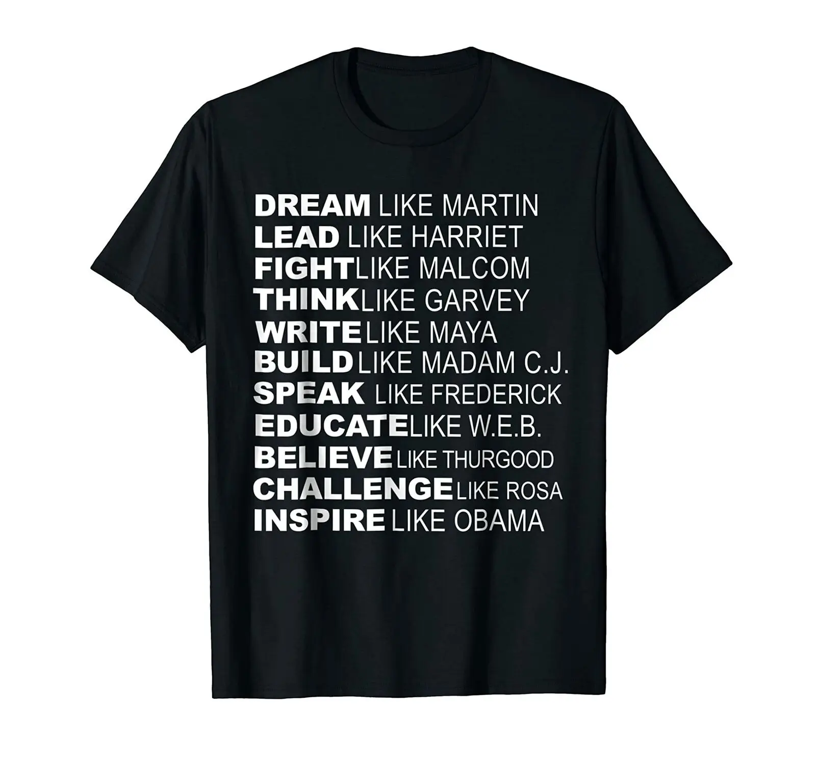 

2021 Summer Men's T-shirt Inspirational Black History Influential Black Leaders Printed Street Hip-hop Cotton O-neck T-shirt Top