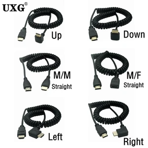 Up Down Right Left 90 degree Angle HDTV-compatible male to Female stretch Spring Curl Flexible extend Cable V1.4 DSLR 0.5M/1.8M