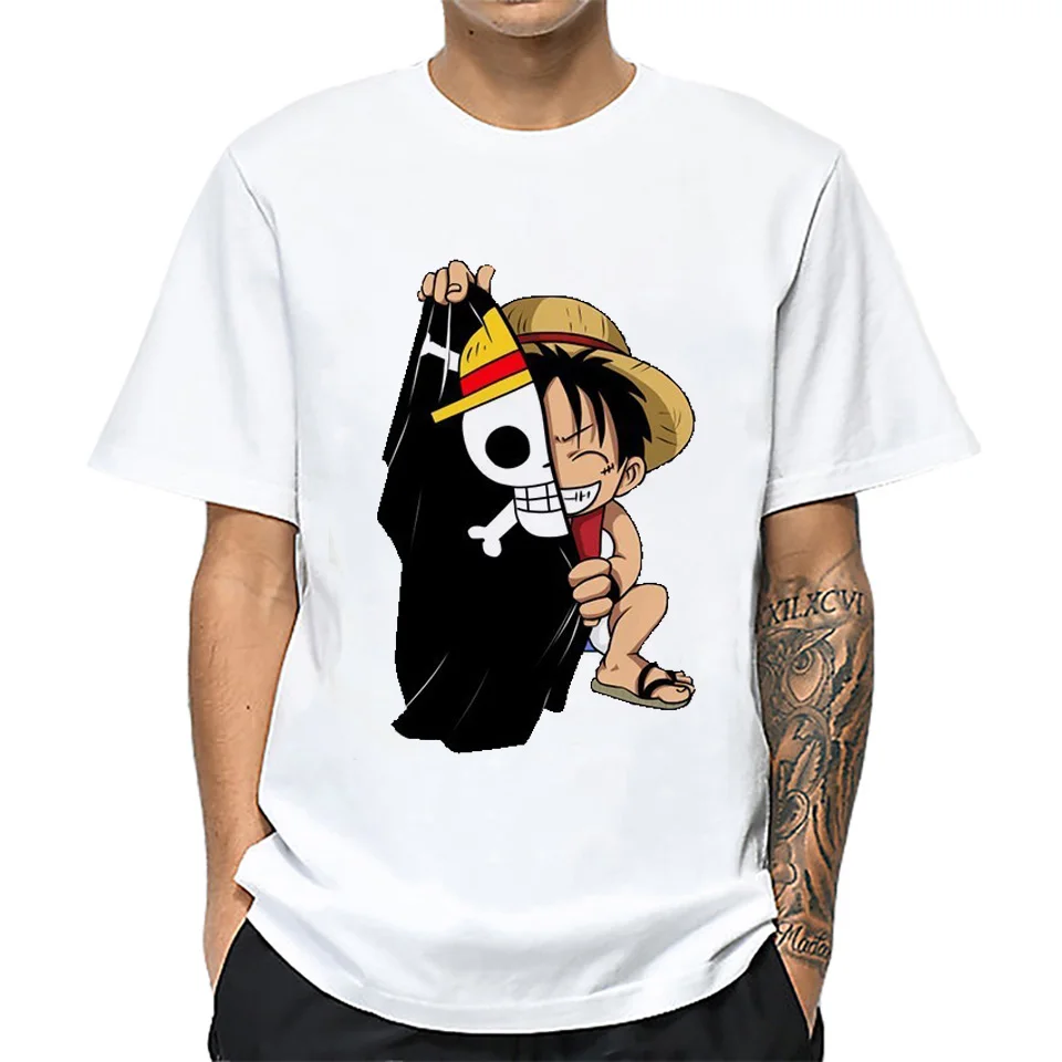 Слитная Мужская футболка с японским аниме Camisetas Hombre Luffy Harajuku одежда уличная