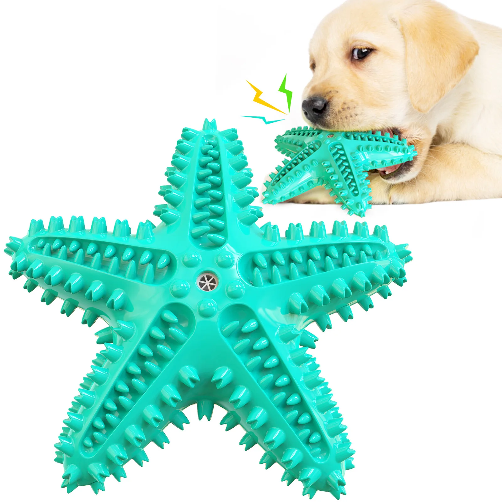 

Starfish Shape Dog Squeaky Toy Pet Molar Tooth Cleaner Brushing Stick Starfish Dog Toothbrush Water Floating Dogs Molar Toys
