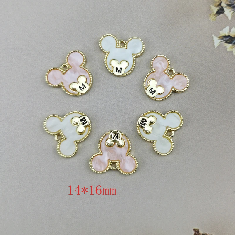 ApeUr 10 шт. акриловые металлические подвески с головой Микки золотистые бриллианты