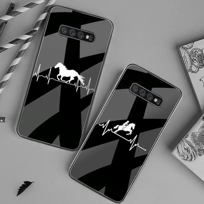 

Horse Pony Horse Heartbeat Phone Case Tempered Glass For Samsung S20 Plus S7 S8 S9 S10 Plus Note 8 9 10 Plus