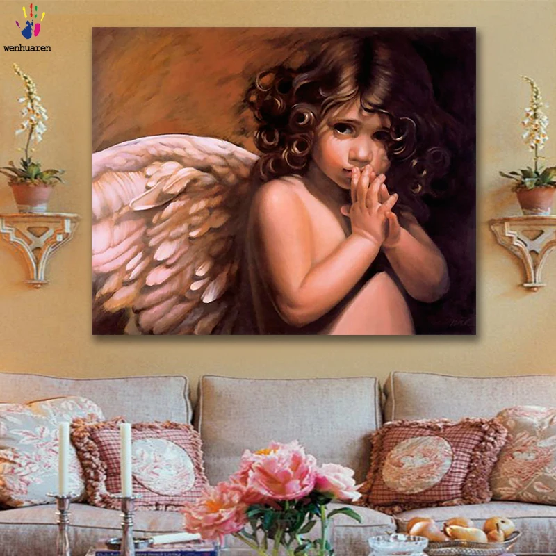 DIY картинки для раскраски по номерам с цветами Ангел богов Святой картина