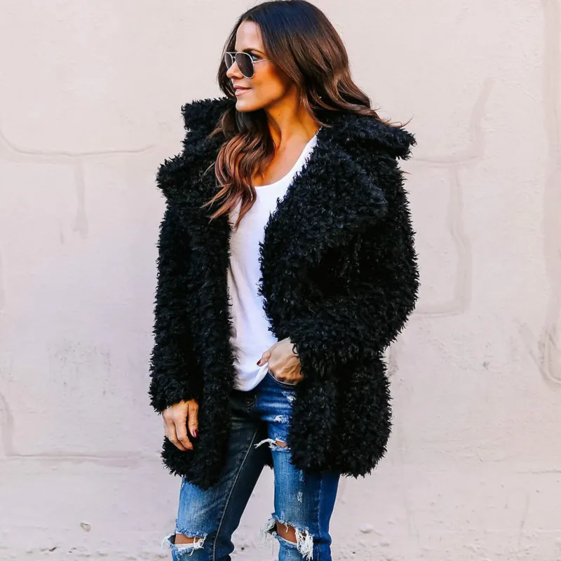 Winter Women High Quality Faux Rabbit Fur Coat Luxury Long Fur Coat Loose Lapel OverCoat Thick Warm Plus Size Female Plush Coats