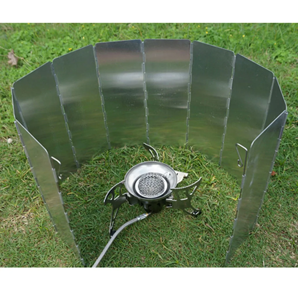 

9 Plates Gas Stove Windshield Outdoor Camping Cooking Burner Windproof Screen Aluminium Alloy Outdoor Foldable Stove Wind Shield