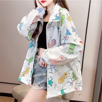 harajuku loose hooded jacket women funny cartoon print long sleeve oversize coat 2021 spring autumn korean fashion tops