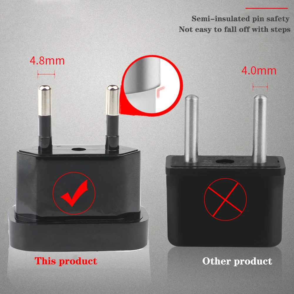 4 8 мм штепсельная Вилка для США в Европу адаптер с защитной дверью питания