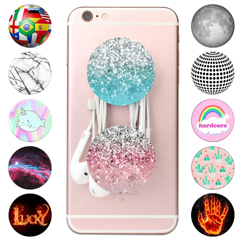 Круглый PopSoket цветной рисунок Сияющий PipSocket для телефонов Pops гаджеты для мобильных телефонов расширяющаяся подставка ручка палец Карманный разъем