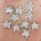 50 шт. блестящие смолы 16 мм Серебряные звезды плоские задней стразы аппликация на одежду скрапбукинга ювелирные изделия DIY ремесло поставки OF216