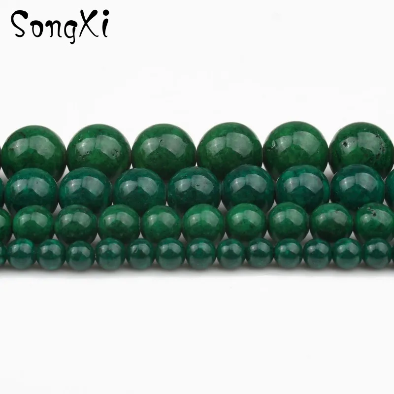 Натуральный камень темно-зеленый окаменение Свободные Круглые бусины для