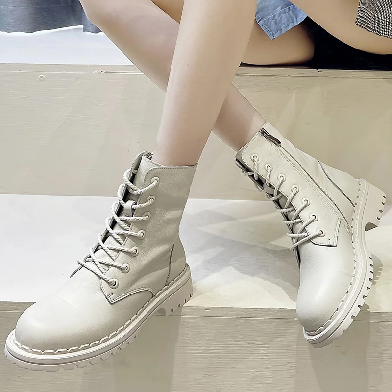 Женские Кожаные Ботинки Martin Высококачественная обувь с боковой молнией новая