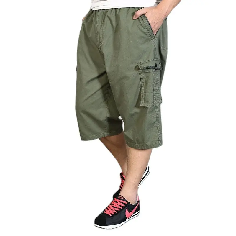 

2021 Summer Large Size Men Loose Cotton Tooling Fat Guy Casual 7 Points Shorts