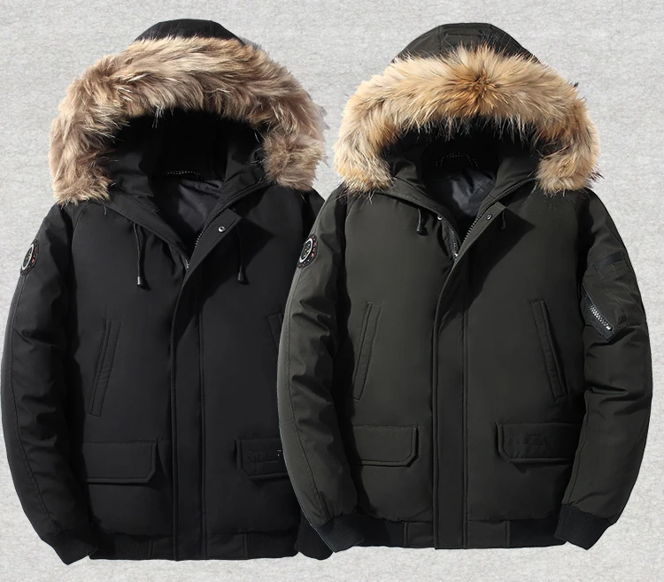 2021 winter fashion men trend duck down coat short jacket for male with real fur hood black green plus big size 3xl 4xl xxxxl