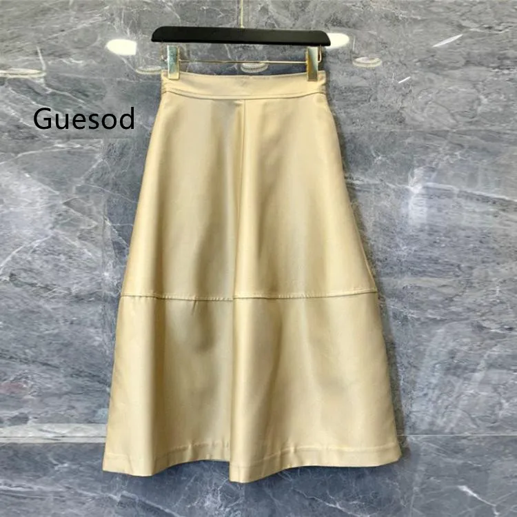 Women Skirt Female A-Line 2021 Empire Waist All Match Slim Bottoms New Guesod